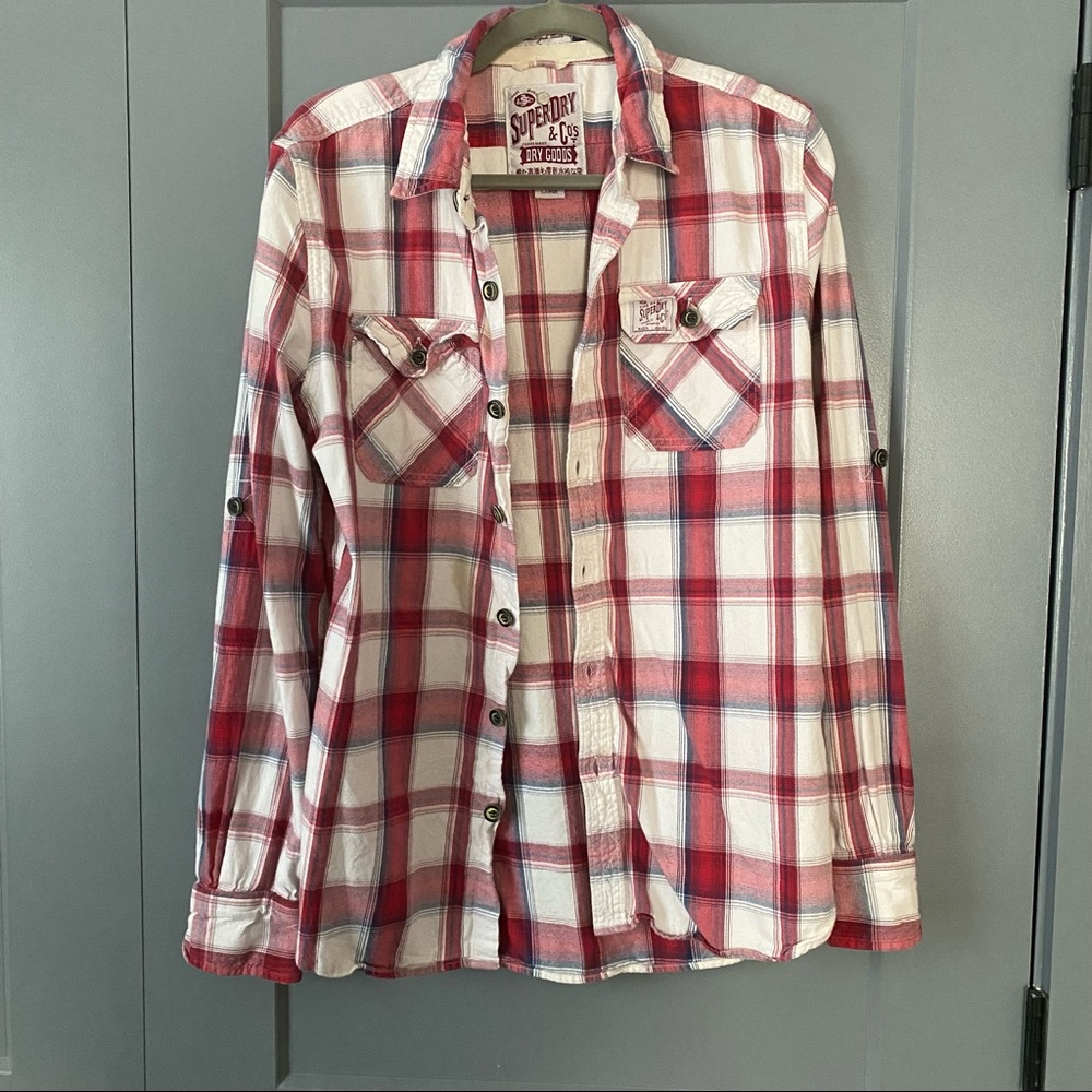 Red, white, and navy Superdry flannel